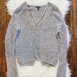 EXPRESS CRISS CROSS GRAY SWEATER